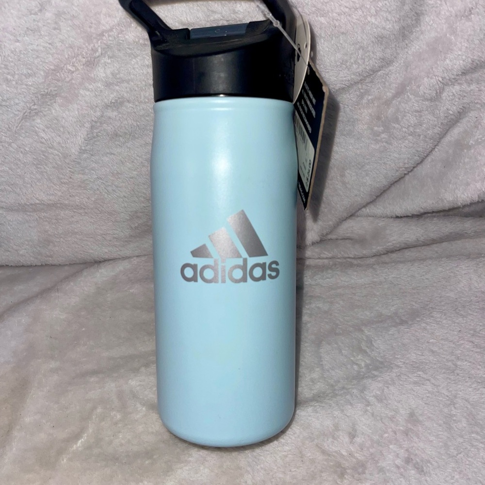Adidas Light Blue Stainless Steel Flip-Top Bottle 16 oz NWT
